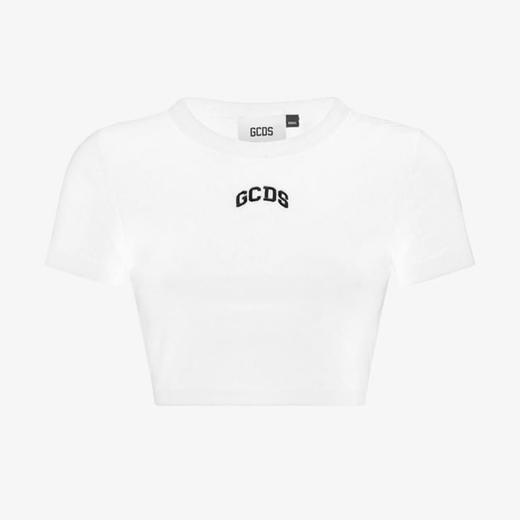 GCDS 女士字母徽标刺绣棉质圆领短袖T恤 白色 A2OW2318JA2 10 商品图0