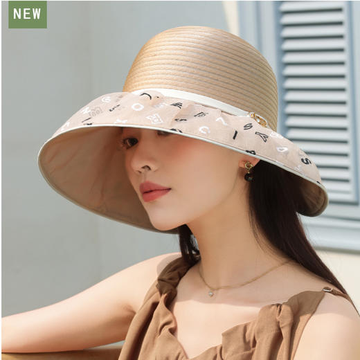 薄款透气欧根纱大沿防晒帽，气质百搭字母遮阳帽高级感太阳帽M3392 商品图6