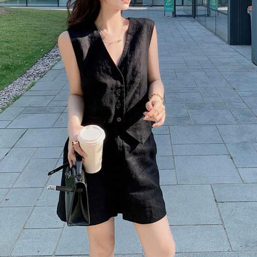 Michael Klein 夏季时尚休闲老钱风凉感天丝亚麻马甲+短裤套装 2361上衣+2362裤子（下单3-7天发货） 商品图2