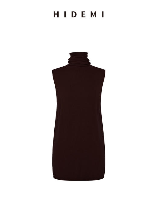 HIDEMI 澳洲进口美利奴羊毛立领堆堆领极简多穿针织毛衣背心 深藏蓝/巧克力色/黑色/奶油黄 商品图12