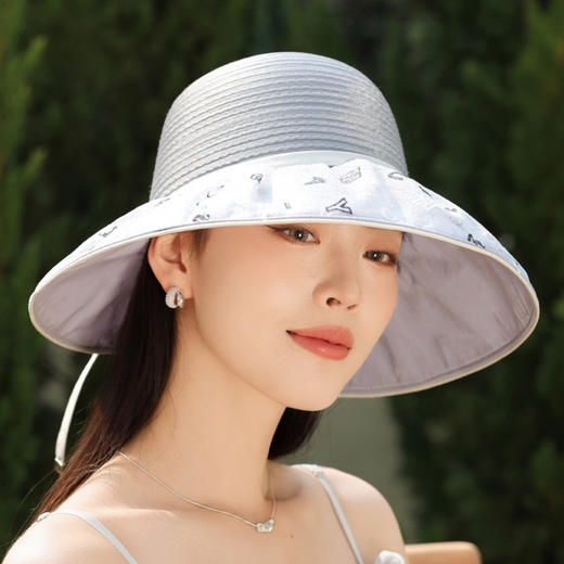 薄款透气欧根纱大沿防晒帽，气质百搭字母遮阳帽高级感太阳帽M3392 商品图1
