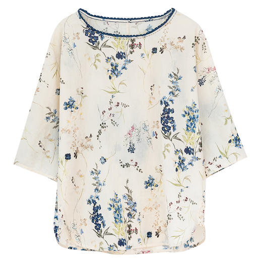 牧衣游原创印花100支纯棉套头衫新款轻薄古朴自然文艺上衣 山水趣 商品图4