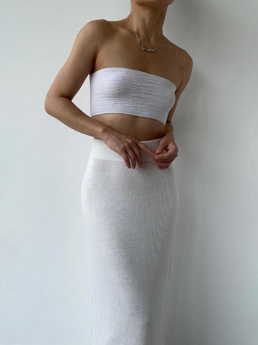 ZAANLI｜ZNSS25006 人造丝肌理针织抹胸 [ 白 ] 商品图10