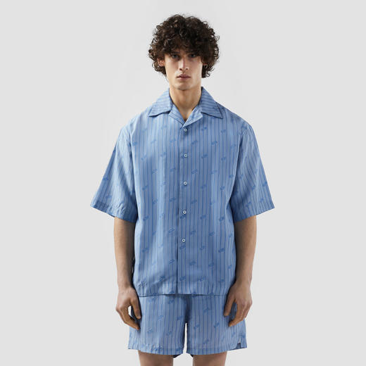 GCDS 男士字母徽标细条纹短袖衬衫 浅蓝色 B1CM2405HW1 70 商品图1