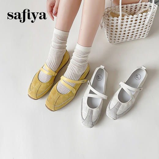 预售7天|Safiya/索菲娅2025芭蕾风休闲透气魔术贴浅口百搭玛丽珍单鞋SFD3111418 商品图0