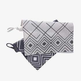 心艺手作：“灰色叠影”茶巾一对 Dark and Light Grey Tea Towels, Set of 2