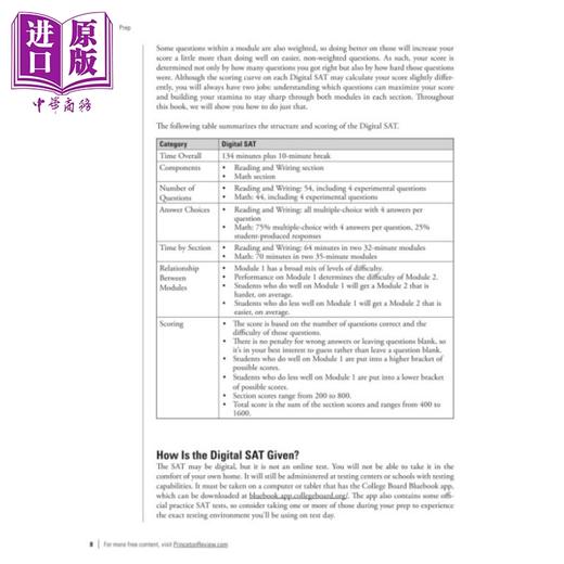 【中商原版】新版2026年版普林斯顿在线SAT考试高级备考指南 美国大学入学考试 Princeton Review Digital SAT Premium Prep 商品图2