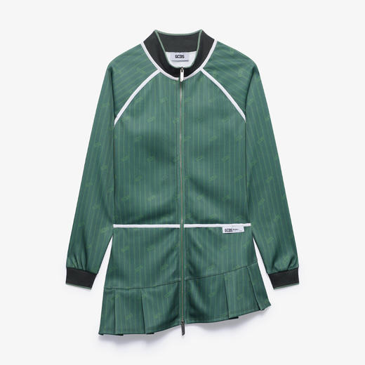 GCDS 女士字母徽标标签细条纹全拉链迷你连衣裙 绿色 B1CW1012JH4 85 商品图0