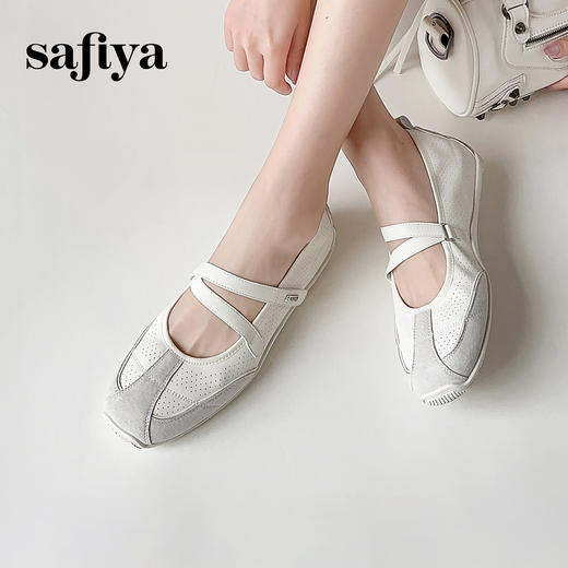 预售7天|Safiya/索菲娅2025芭蕾风休闲透气魔术贴浅口百搭玛丽珍单鞋SFD3111418 商品图3