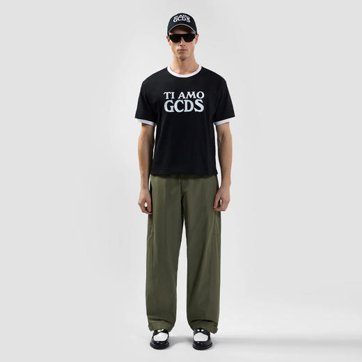GCDS 男士字母徽标标签混纺棉质休闲裤 军绿色 B1CM2906TM2 88 商品图3