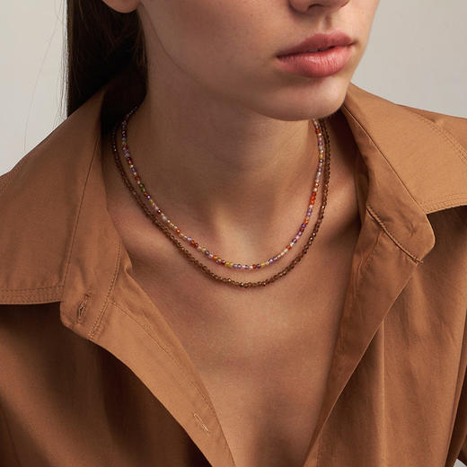 北京仓｜Hermina Athens-Moca-摩卡色 玻璃水晶 串珠 项链［希腊设计师］ 商品图4