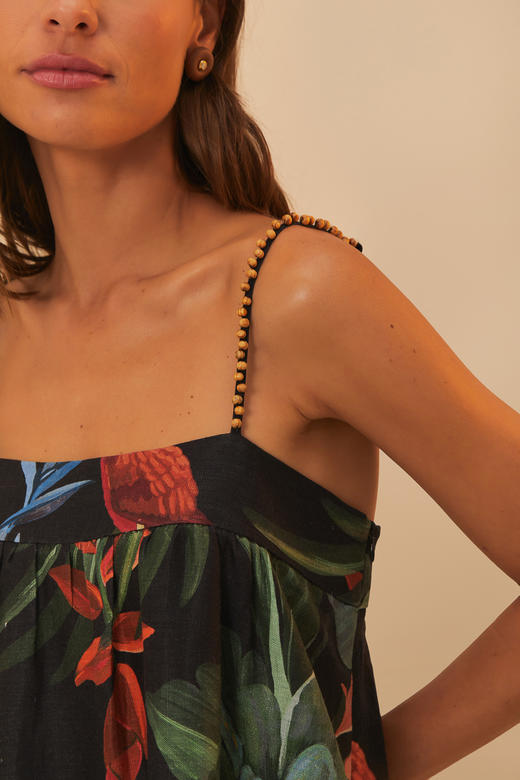 Farm Rio - Macaw Fiesta Mini Dress - Black - 女装 - 连身裙 - 黑色 商品图5