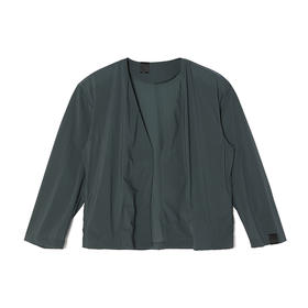 N.HOOLYWOOD COLLARLESS BLOUSON宽松廓形弹力塔夫绸无领开襟夹克