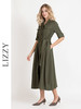 LIZZY 时尚气质西装领通勤休闲工装风短袖亚麻连衣裙8023 商品缩略图1