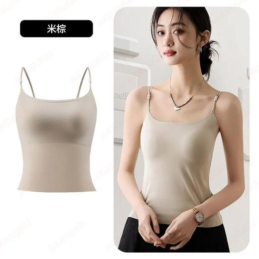 夏季超薄珍珠背心打底 冰丝山茶花香氛薄款吊带胸垫抗菌美背一体式 商品图6