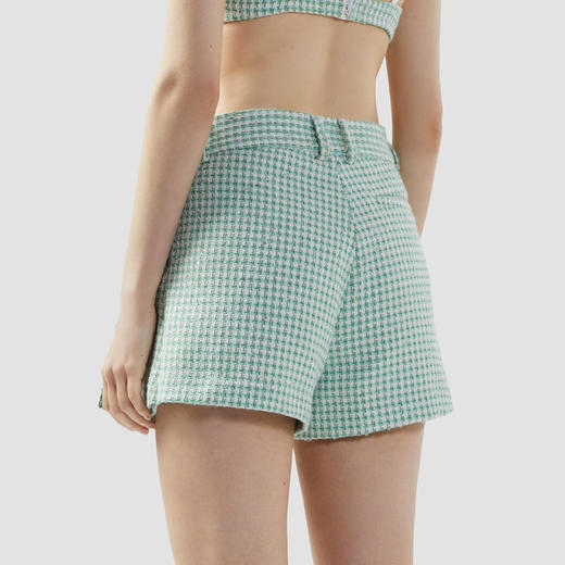 GCDS 女士字母徽标标签涤纶粗花呢褶皱迷你裙 浅绿色 B1CW3207TN4 83 商品图2