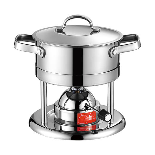 【充气式火锅炉，食品级不锈钢！】不锈钢304单人小火锅套装 户外露营便携式 充气气炉专用锅-QQ 商品图4