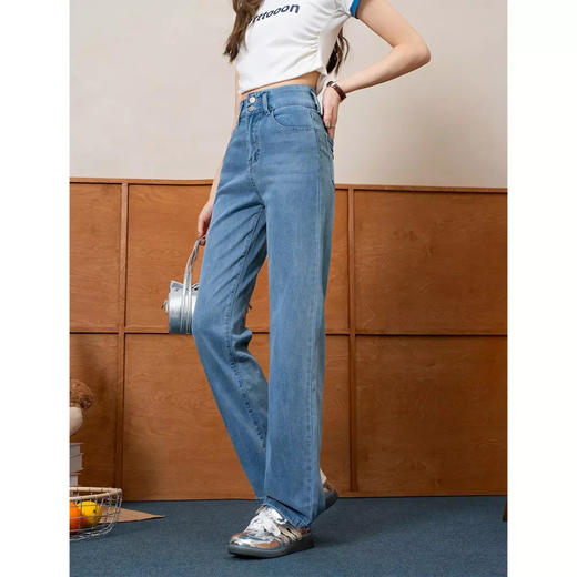 轩齐双扣天丝直筒牛仔裤，自带凉感透气不闷热，显高显腿长（下单3-5天内发货） 商品图8