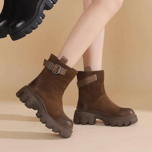 westory秋冬休闲风厚底百搭短靴时装靴W24DC84341 商品图3