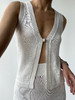 ZAANLI｜ZNSS25042 亚麻粘纤微光串珠马甲针织背心 [ 浅银白 / 雾黑 ] 商品缩略图1