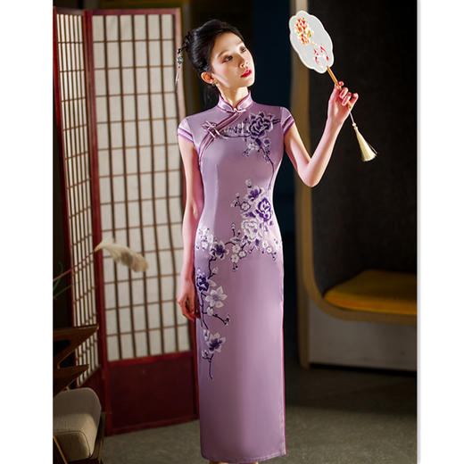 老上海复古中国风长款旗袍2025夏季新款改良新中式旗袍SYK296025 商品图0