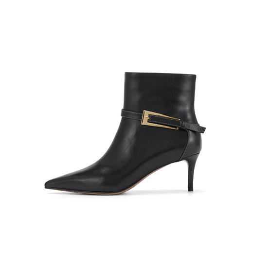 westory秋冬真皮尖头细跟显瘦优雅高级皮带扣短靴女W24DS84031 商品图3