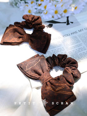 999积分兑换 PETIT SCHAN小闪 暮云归 人丝真丝提花香云纱蝴蝶结弹力发绳