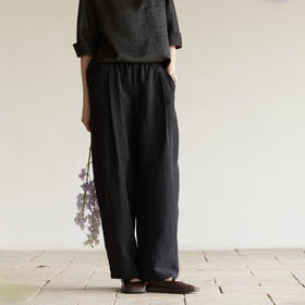 【经典回归】牧衣游原创 幽绿龟裂纹香云纱裤子夏宽松百搭 阳光海