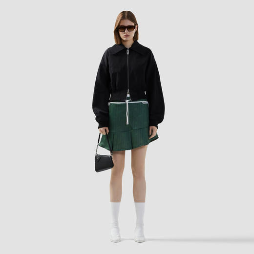 GCDS 女士字母徽标标签细条纹迷你短裙 绿色 B1CW3203JH4 85 商品图3