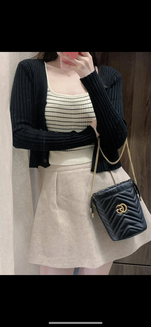 Gucci mini 黑金 牛皮 双G 马蒙 水桶包 商品图4