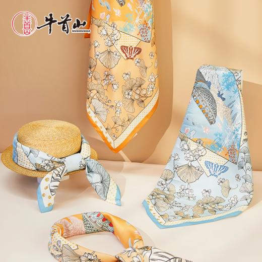 牛首山万事利联名一叶菩提系列双面印花方巾真丝复古送妈妈节日礼 商品图1