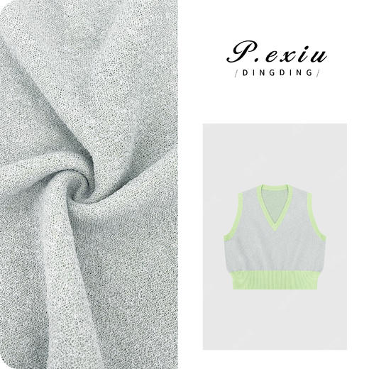PanYiXiu/潘依绣【夏之青梅】人丝竹节肌理感撞色V领无袖马甲毛织ZZ0519 商品图0