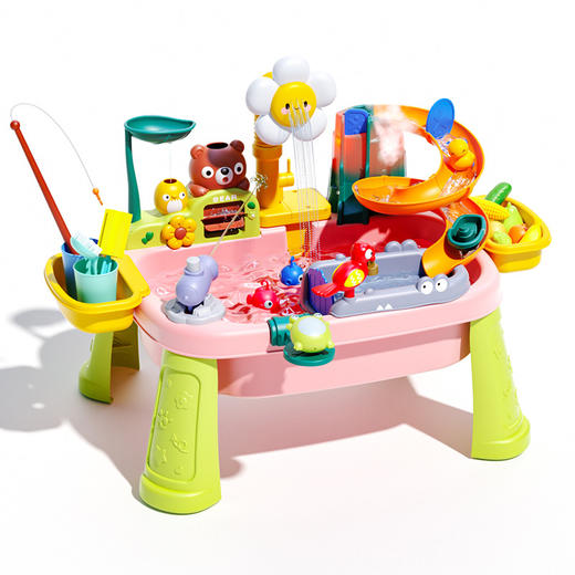 【欢乐戏水 水上游乐园】夏日玩水池儿童水上乐园玩具 戏水桌 电动循环出水添水感应发光“火山”喷雾 荷叶跳板 电动循环出水洗碗机 商品图4