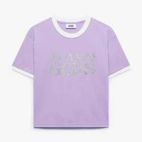 GCDS 女士字母徽标闪光印花棉质圆领短袖T恤 深紫色 B1CU2308JE9 69