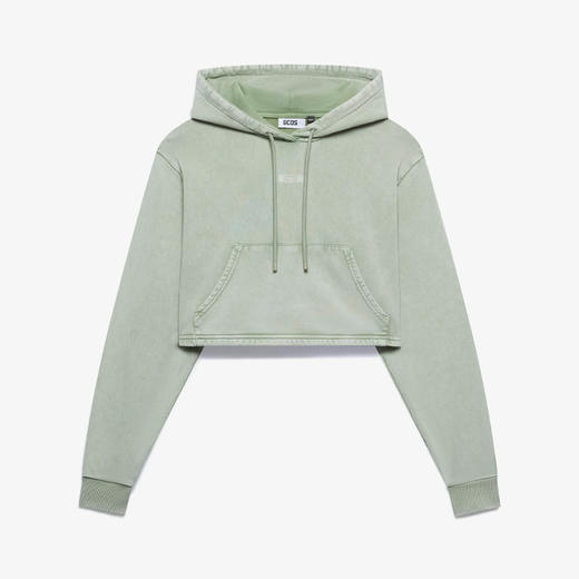 GCDS 女士字母徽标贴片棉质连帽卫衣 绿色 B1CW1902JH6 82 商品图0
