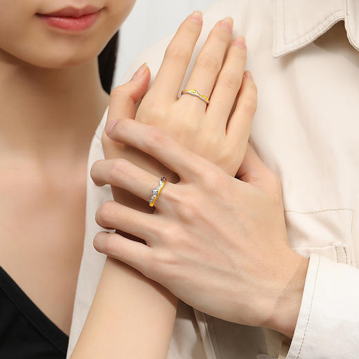 卡蒂罗/KADER 浪漫山峰情侣对戒 神圣珠峰浪漫女神小众不规则设计开口可调节素圈一对 简约时尚不撞款钟爱久久 商品图1