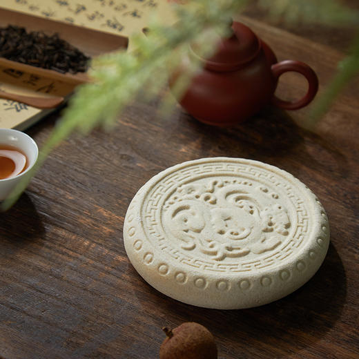 巴蜀汉陶·四神兽汉瓦当干泡壶承，沉淀岁月痕迹，古朴韵味有艺术感，还能咕嘟嘟吸水【新款荷韵茶盘  ,预售15天发】【G】 商品图0