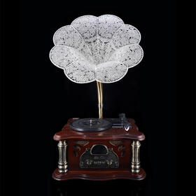 子佩集S999银手工银花丝【白玉海棠之音留声机】摆件大师工坊原创设计【BYHTHSP】2506