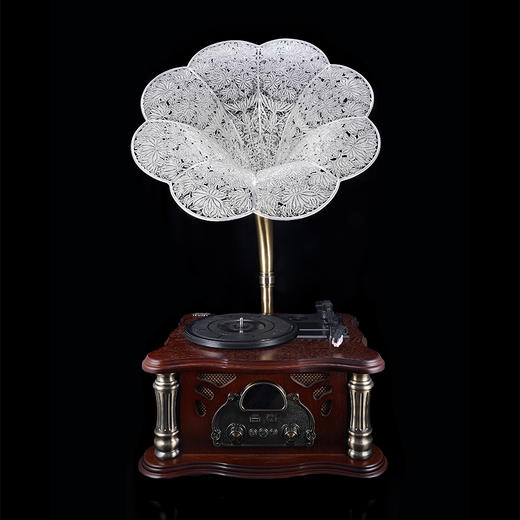 子佩集S999银手工银花丝【白玉海棠之音留声机】摆件大师工坊原创设计【BYHTHSP】2506 商品图9