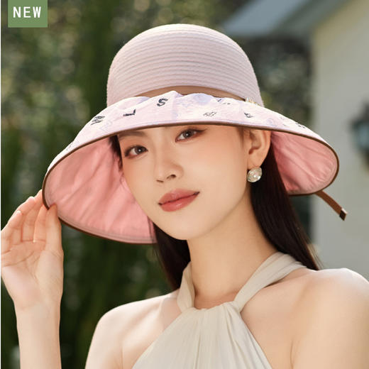 薄款透气欧根纱大沿防晒帽，气质百搭字母遮阳帽高级感太阳帽M3392 商品图0
