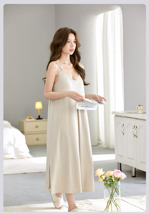 限时9折【居家睡裙系列】A类 自带胸垫款 隐形更贴心 柔软面料宽松版型 不拘束SQ3034B-CC 商品图2