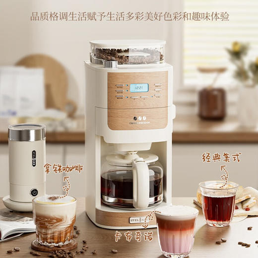 【雪特朗美式咖啡机】磨豆一体家用小型咖啡机 滴漏恒温设计 多档研磨调节  商品图1