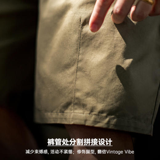 马登工装美式卡其色短裤宽松直筒通勤松紧腰日系抽绳五分裤男士夏 商品图1