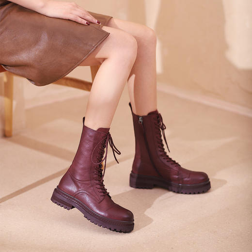 westory2021年秋季新款短靴女平底单靴马丁靴英伦风W21DS81111 商品图0