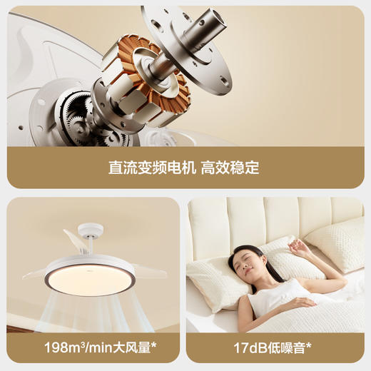 欧普（OPPLE）愉风餐厅风扇灯全光谱中古风约卧室隐形吊扇灯 商品图3