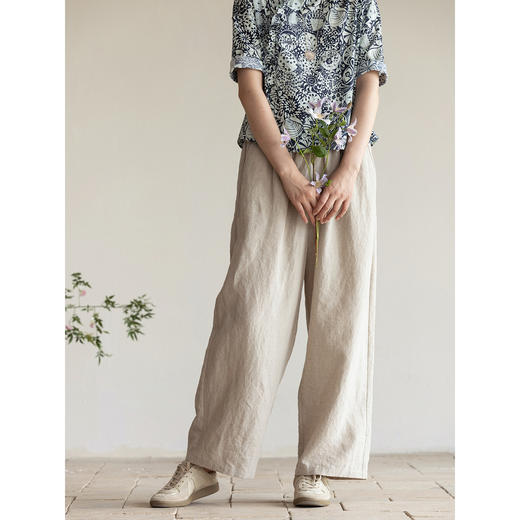 牧衣游原创 汉麻炒色休闲裤夏新品轻薄柔软舒爽质朴宽松裤子 露序 商品图3