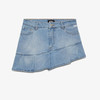 GCDS 女士字母徽标贴片棉质褶饰石洗牛仔迷你裙 浅蓝色 A2OW3202DA0 75 商品缩略图0