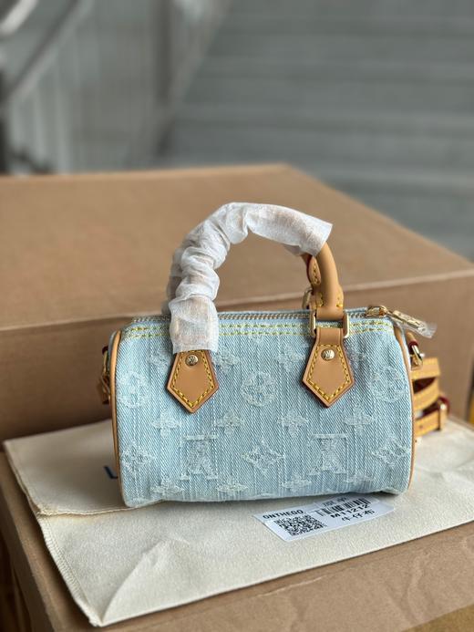 D061822丹宁浅色牛仔包可调节肩带单肩包手提包 商品图8