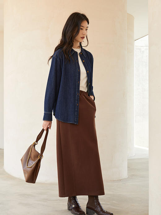 浅灰色半高领坑条针织打底衫 修身长袖上衣 春秋冬三季百搭显瘦内搭基础款T恤 商品图1