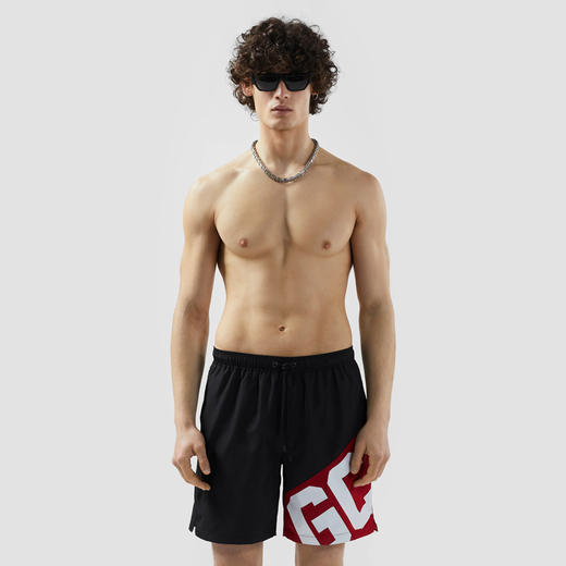 GCDS 男士字母徽标印花涤纶游泳短裤 黑色 B1EM3900AW1 99 商品图1